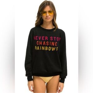 Aviator Nation Black Sweatshirt with Colorful Text